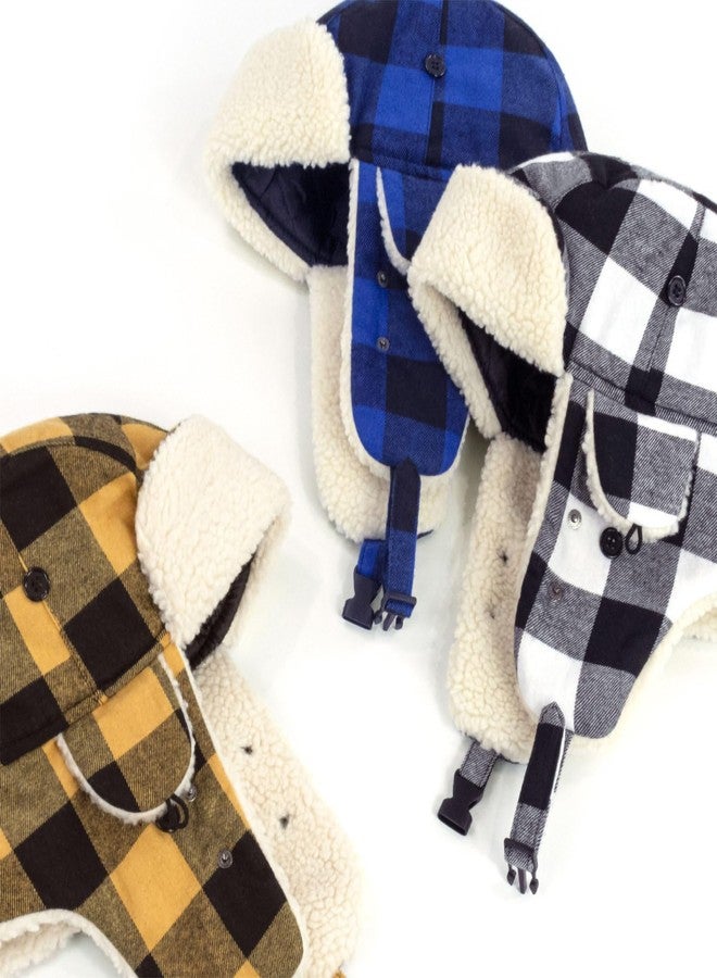CHOK.LIDS Lumberjack Plaid Winter Trapper Unisex Premium Extra Strength Sherpa Ear Flap Chin Strap Cold Weather Outdoor Hat (Black Plaid) - Image 3